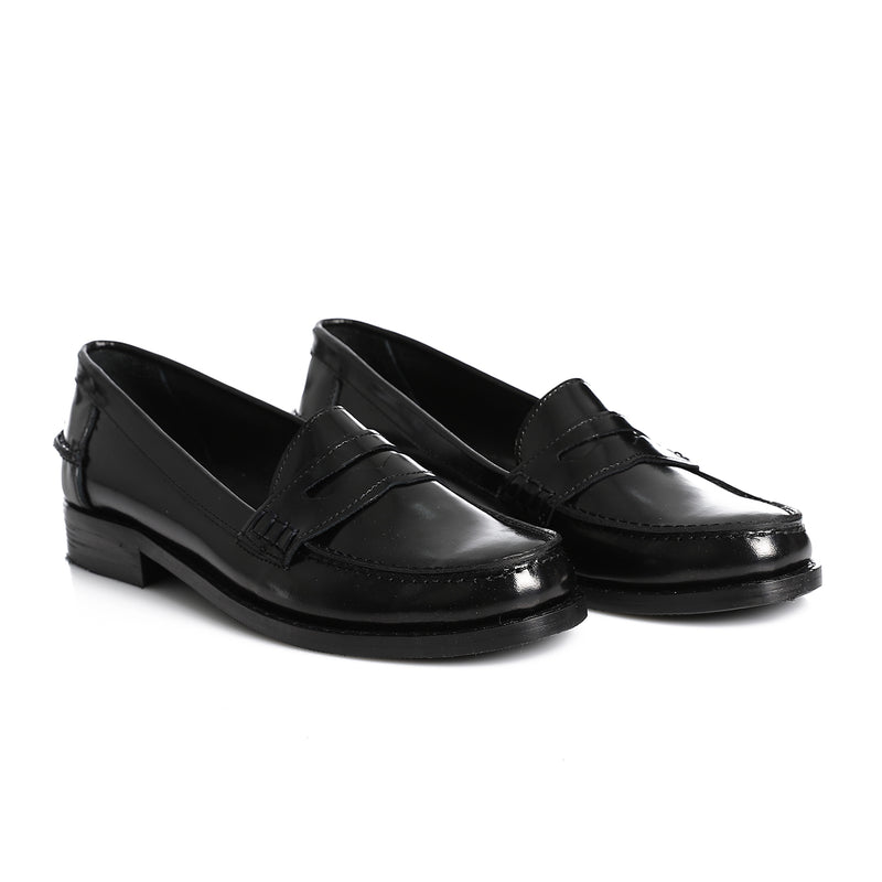 Black Leather Penny Loafers