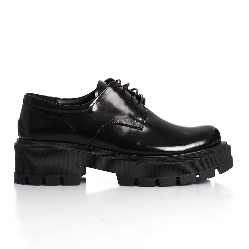 Black Leather Derby Loafers