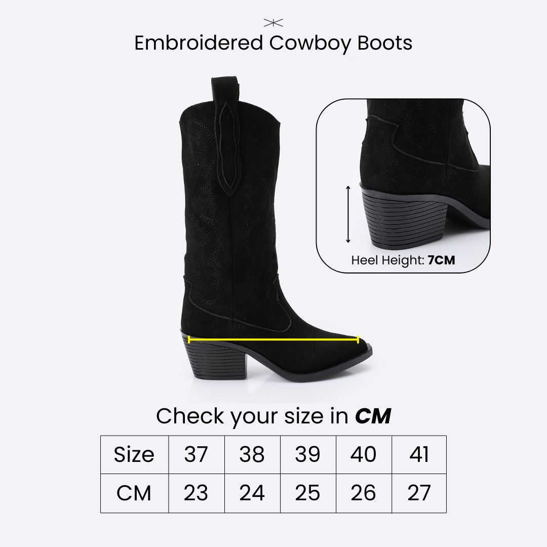 Embroidered Beige Cowboy Boots