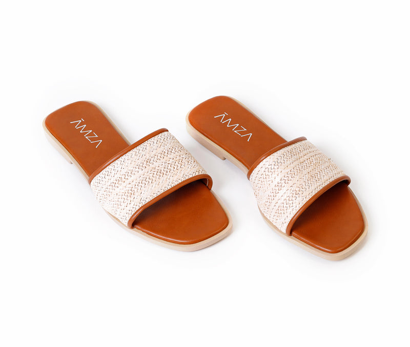 Natural Weave Slide Beige