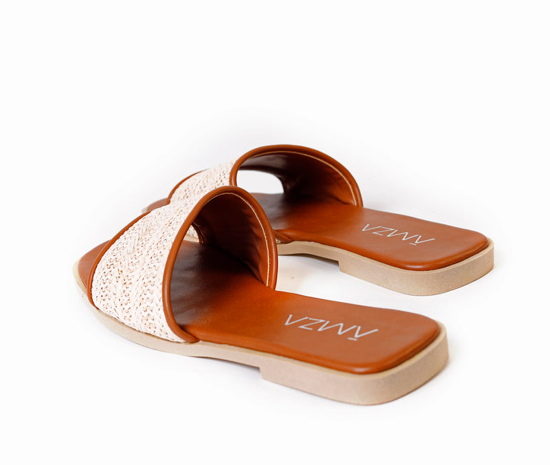 Natural Weave Slide Beige
