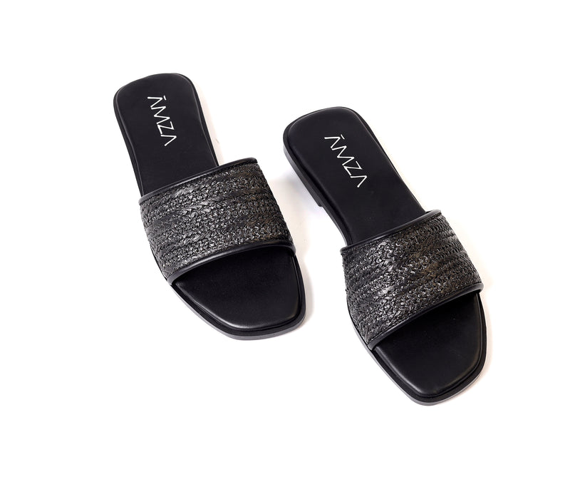 Natural Weave Black Slide
