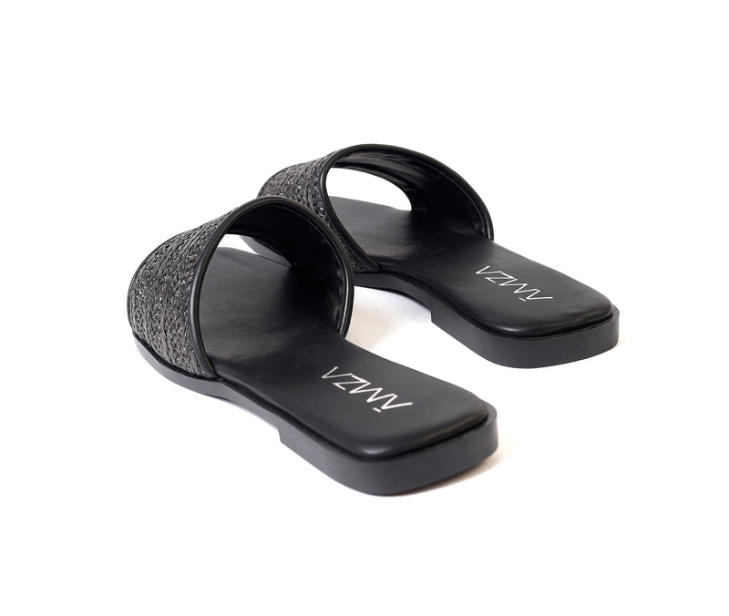 Natural Weave Black Slide