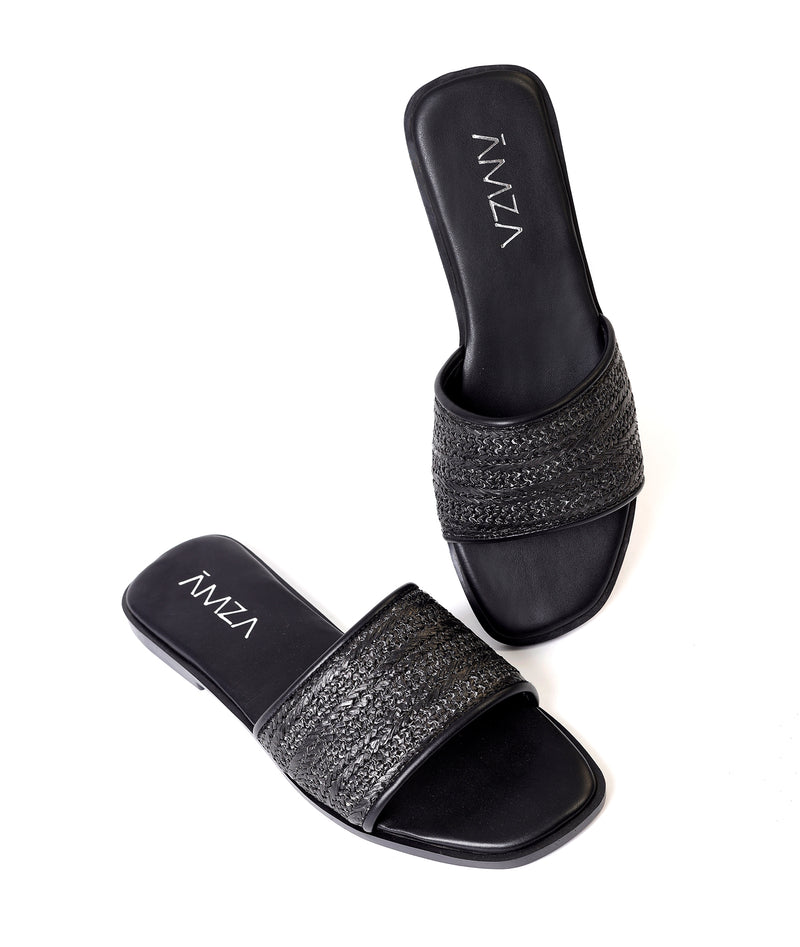 Natural Weave Black Slide