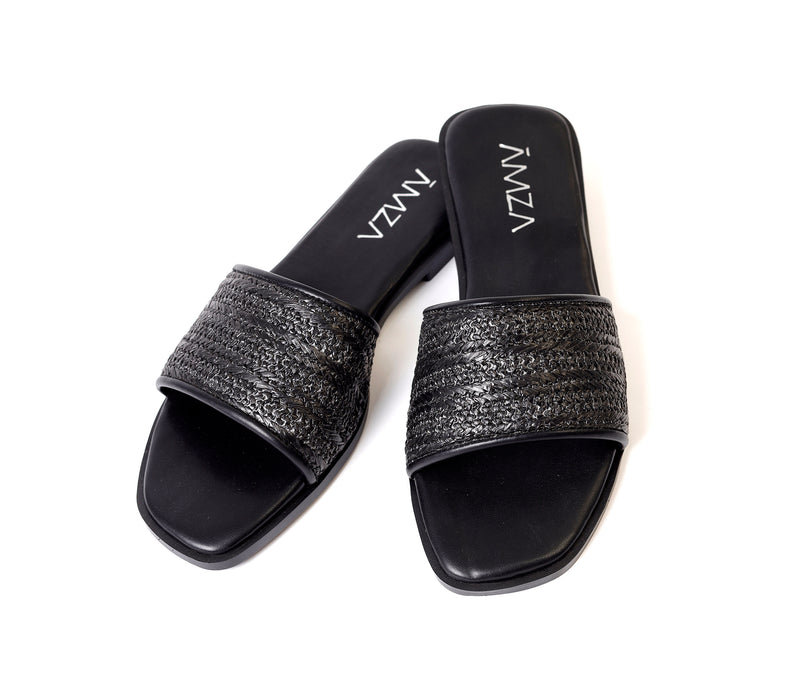 Natural Weave Black Slide