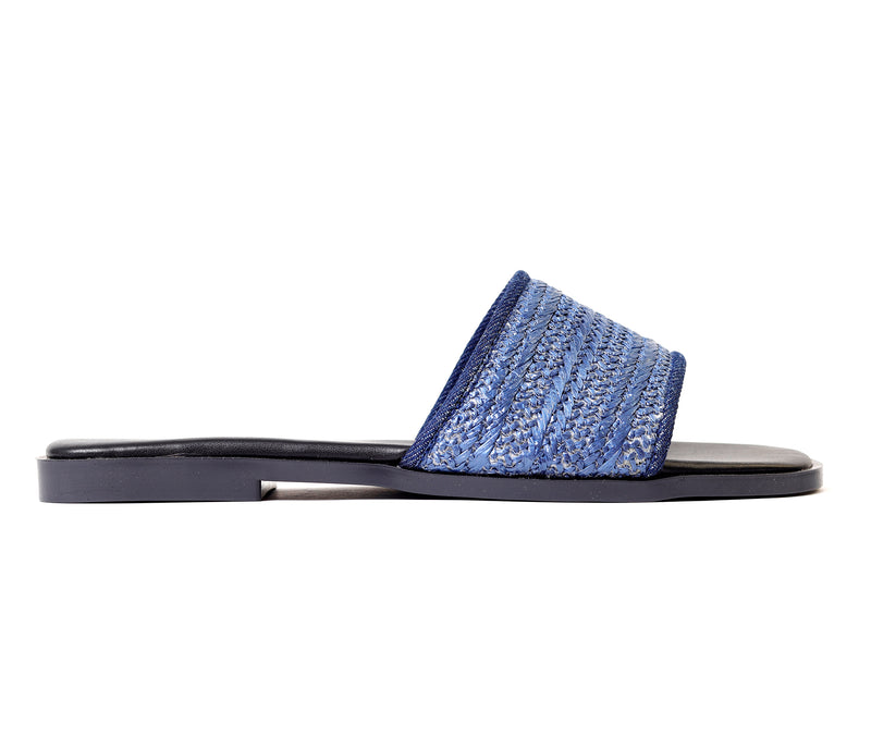 Natural Weave Navy Slide