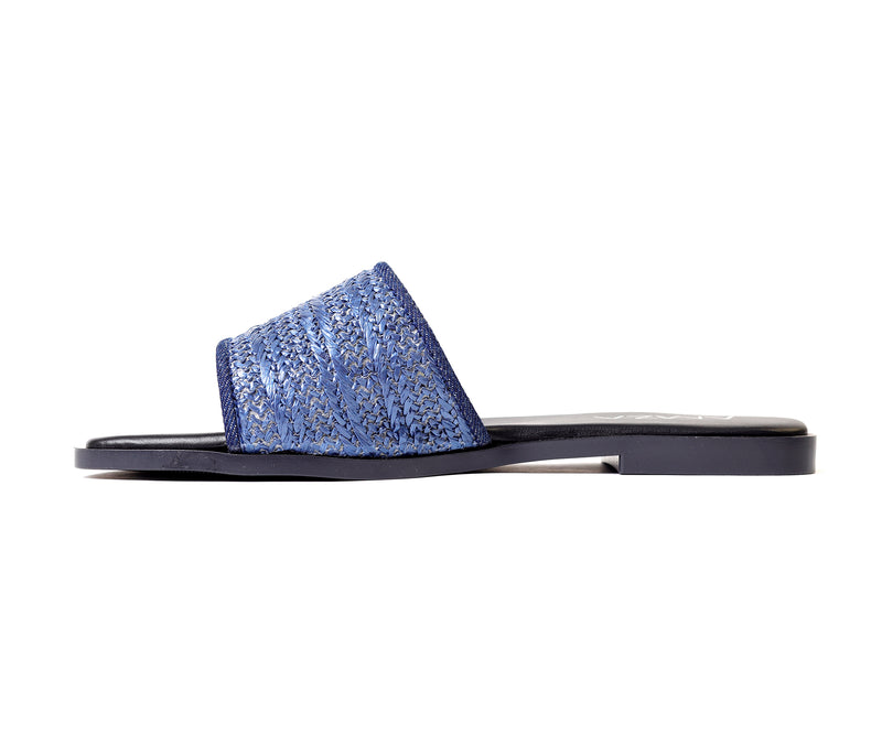 Natural Weave Navy Slide