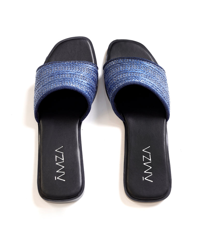 Natural Weave Navy Slide