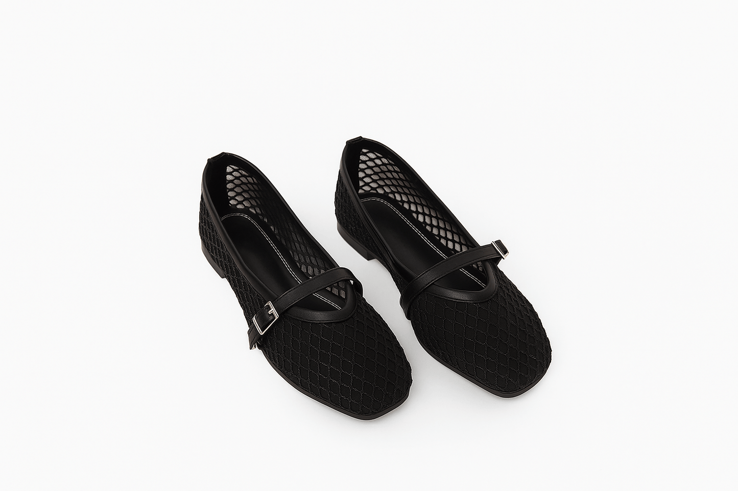 AirBelle Black Mesh Ballerina - Amza - 37