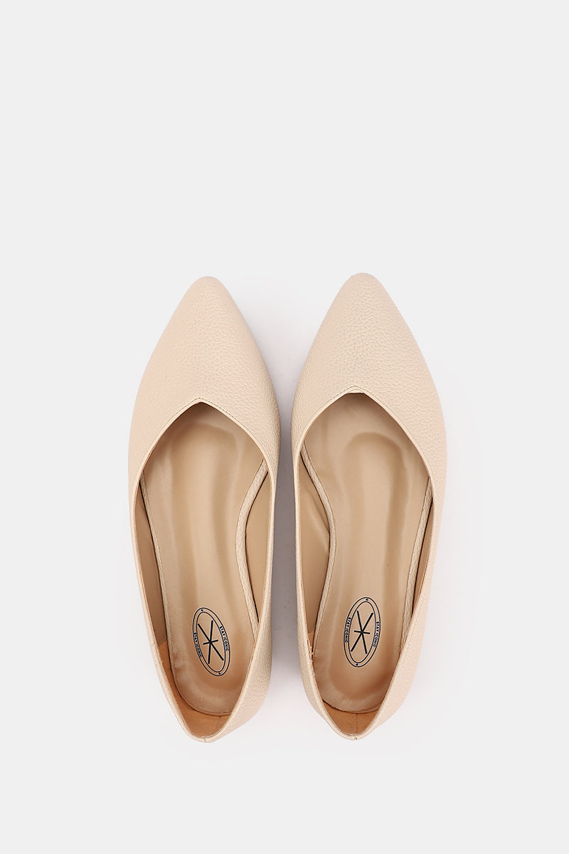 BEIGE FLAT LEATHER BALLET