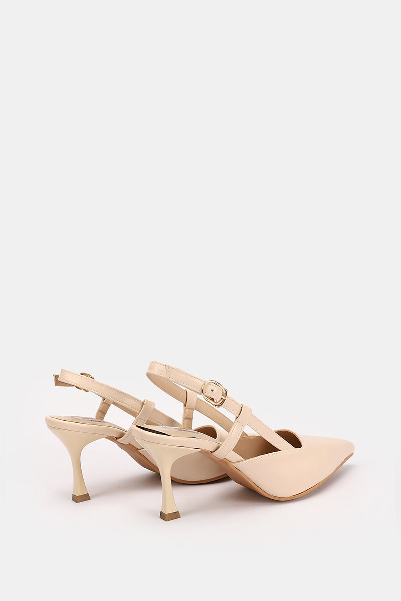 SLINGBACK BEIGE KITTEN HEELS