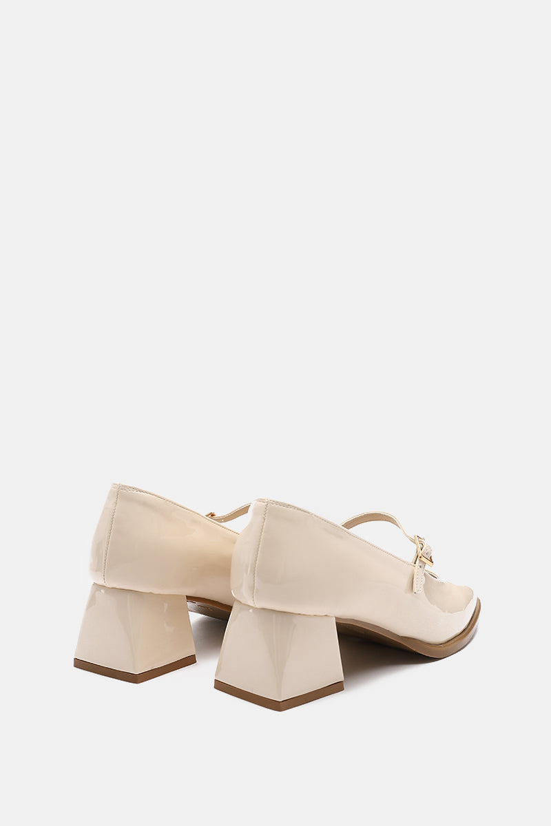 BEIGE MARY JANE PUMPS