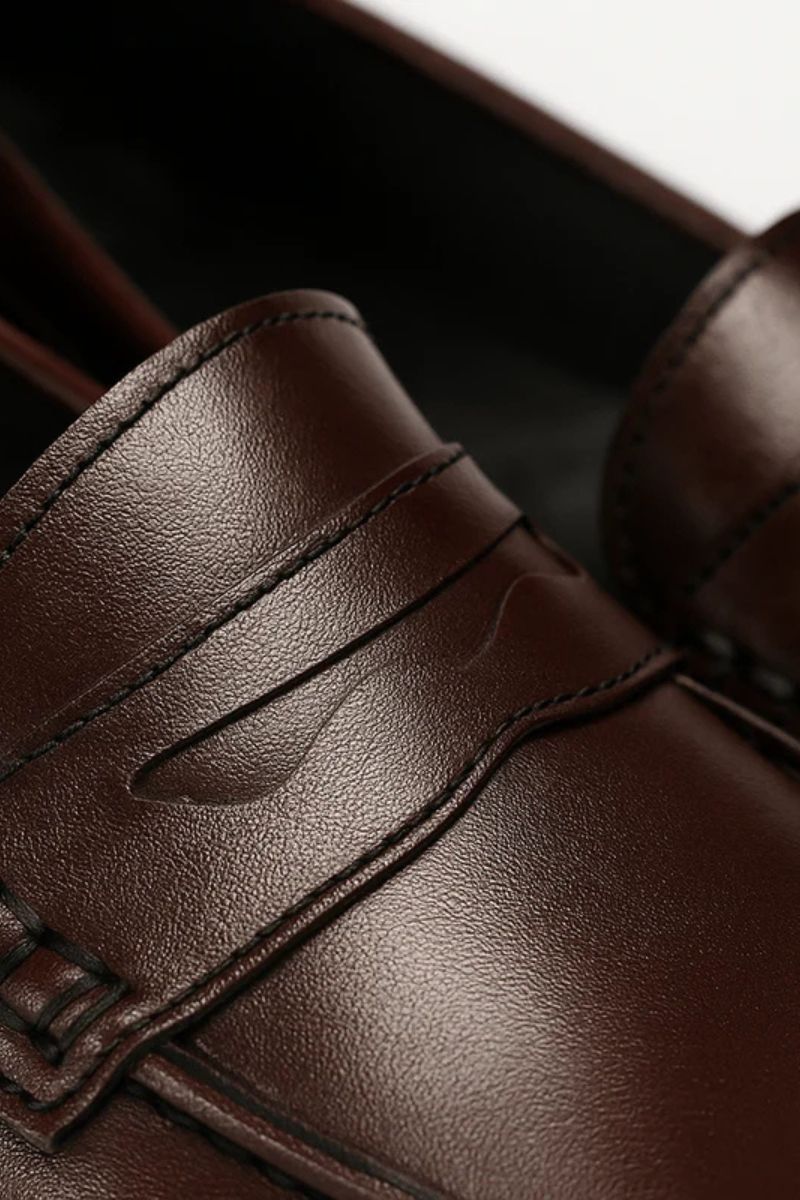 BURGUNDY LEATHER PENNY LOAFERS