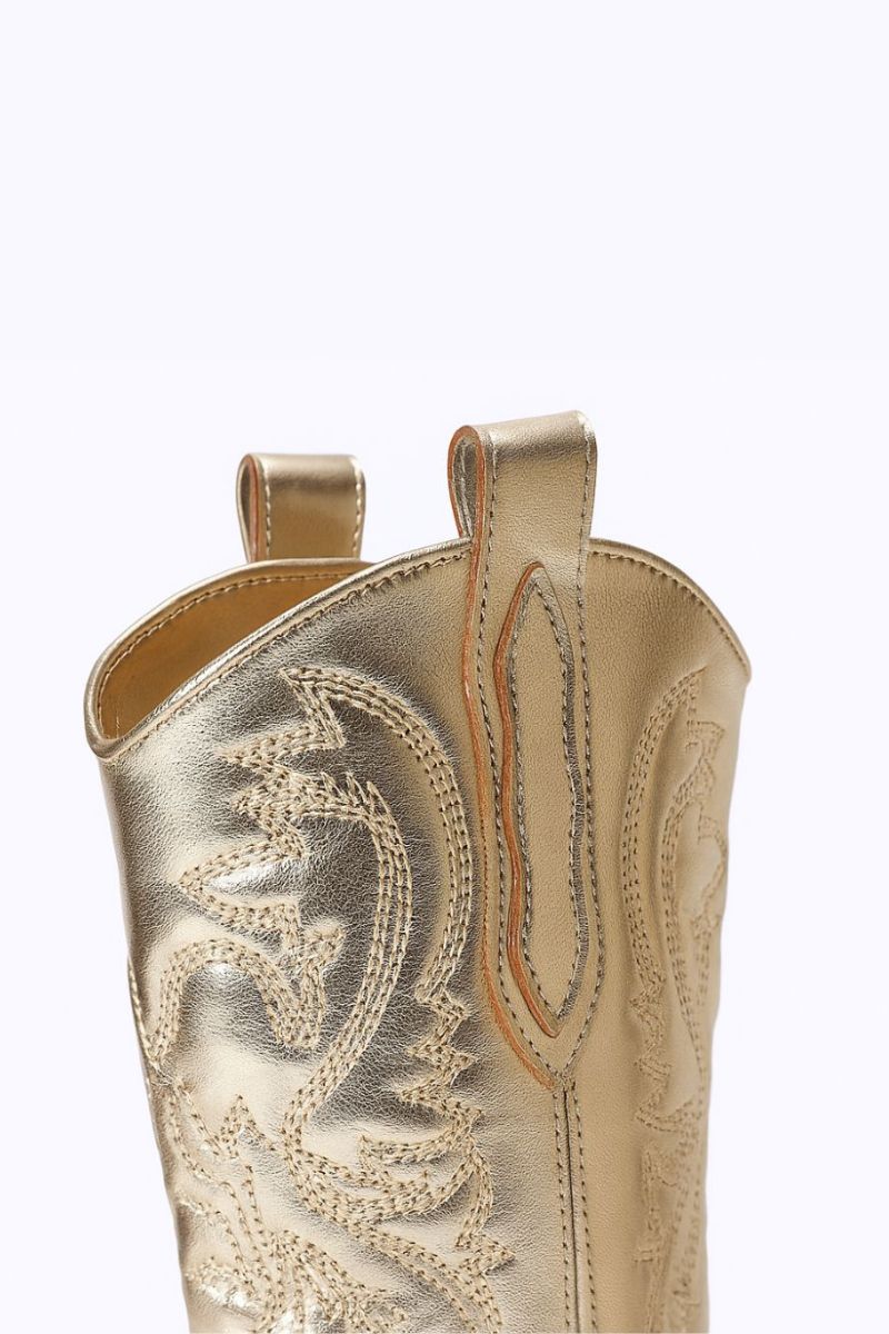 EMBROIDERED METALLIC GOLD COWBOY BOOTS