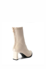 BEIGE RIBBED STRETCHABLE ANKLE BOOT