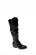 BLACK LEATHER KNEE-HIGH BOOTS