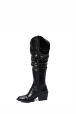BLACK LEATHER KNEE-HIGH BOOTS