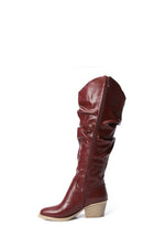 CHERRY RED LEATHER KNEE-HIGH BOOTS