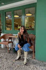 EMBROIDERED METALLIC GOLD COWBOY BOOTS