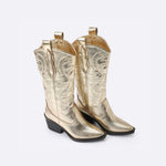 Embroidered Metallic Gold Cowboy Boots