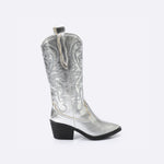Embroidered Metallic Silver Cowboy Boots