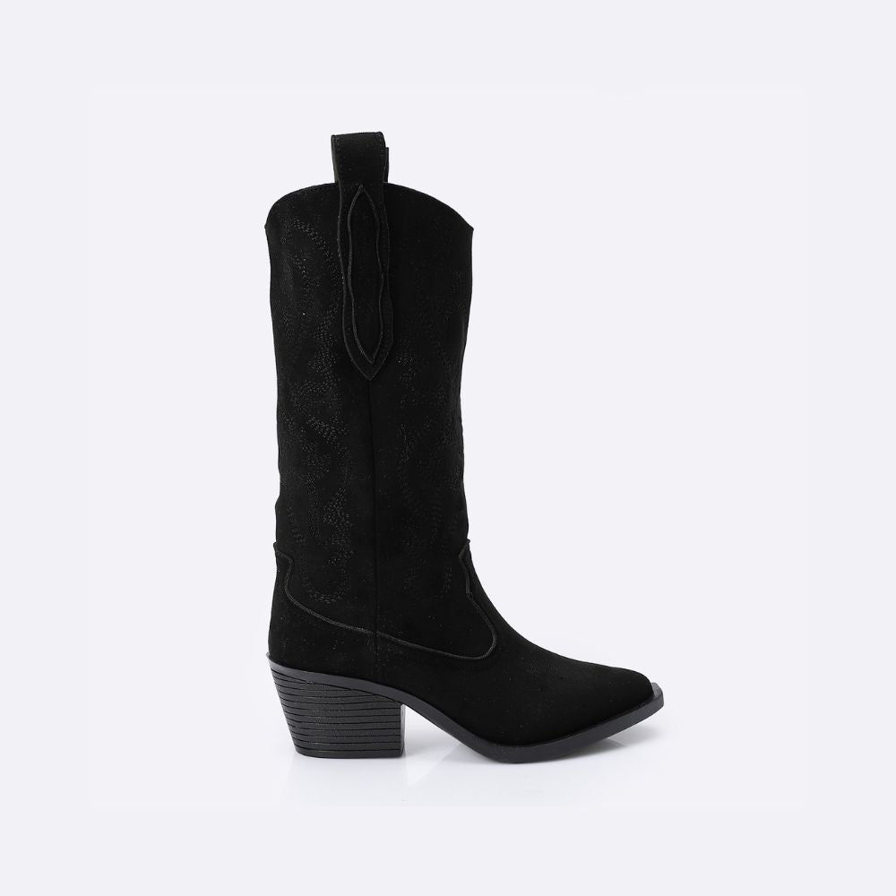 Embroidered Black Cowboy Boots
