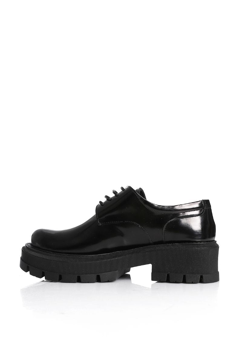 BLACK LEATHER DERBY LOAFERS