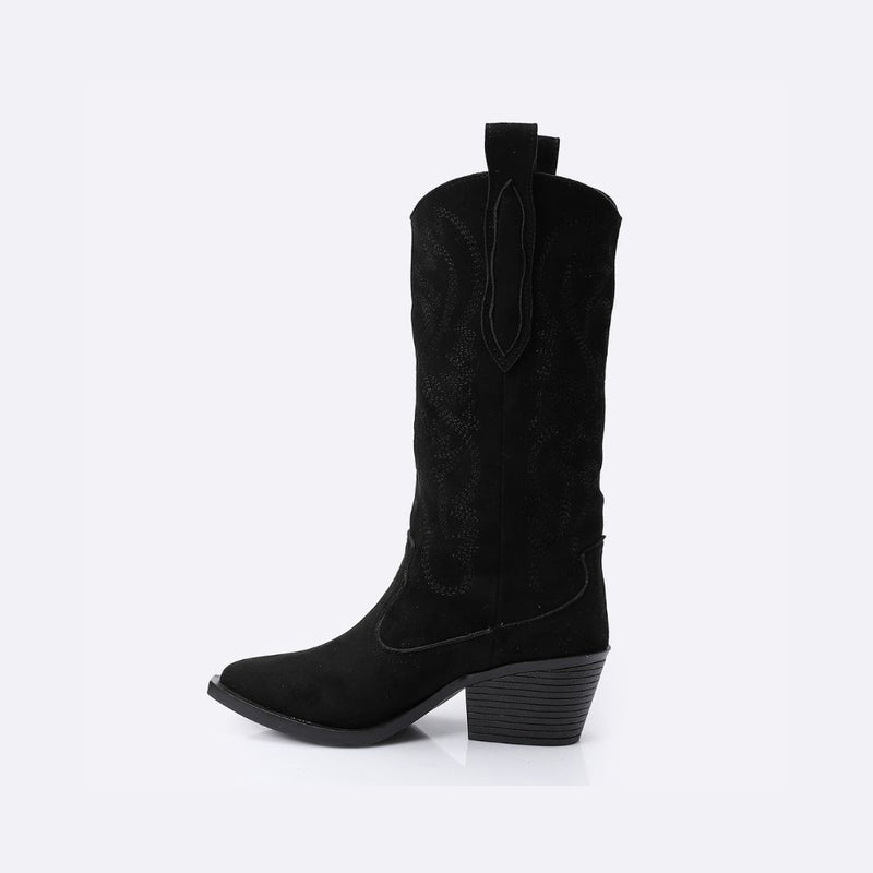 Embroidered Black Cowboy Boots