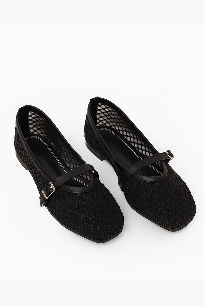 AIRBELLE BLACK MESH BALLERINA