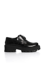 BLACK LEATHER DERBY LOAFERS