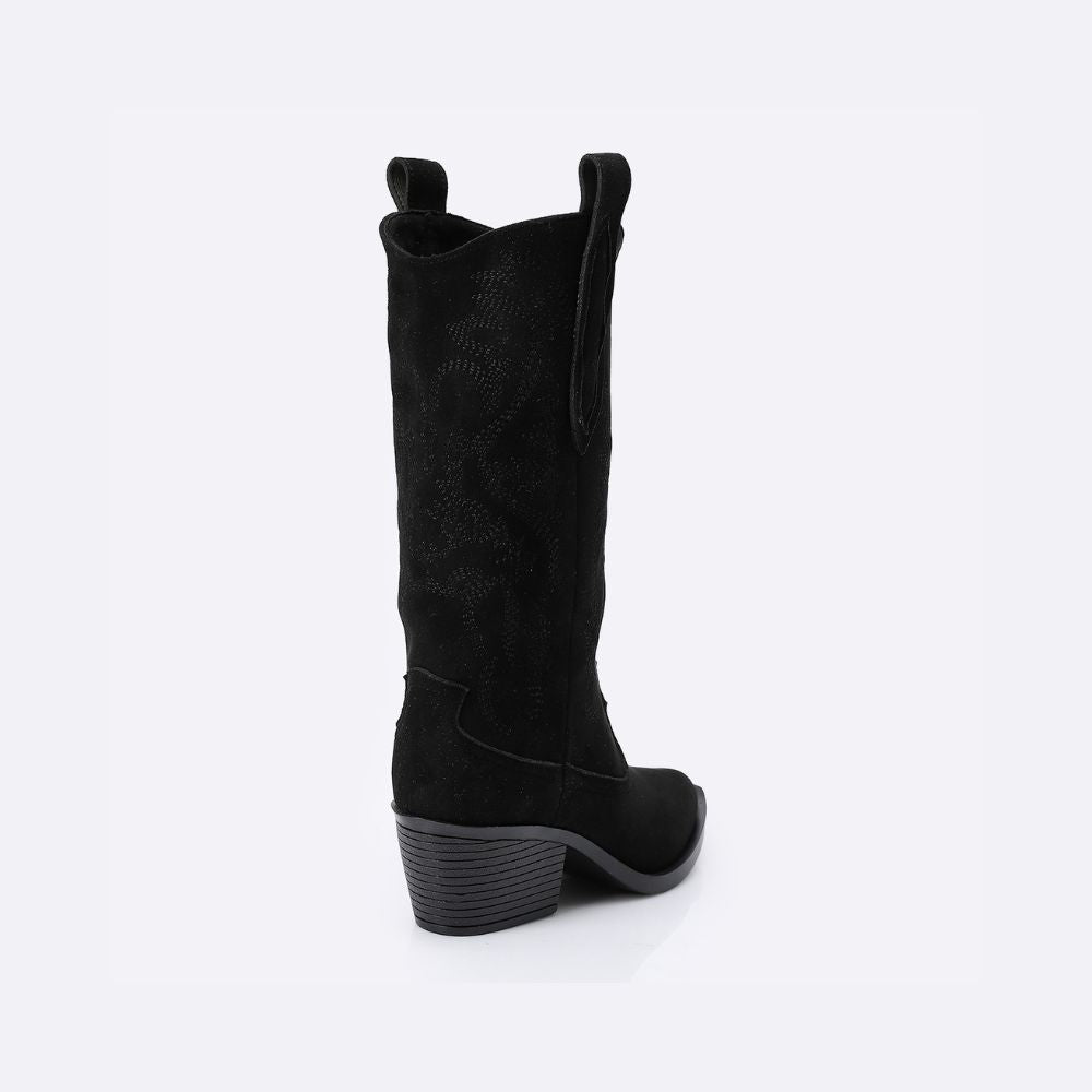 Embroidered Black Cowboy Boots