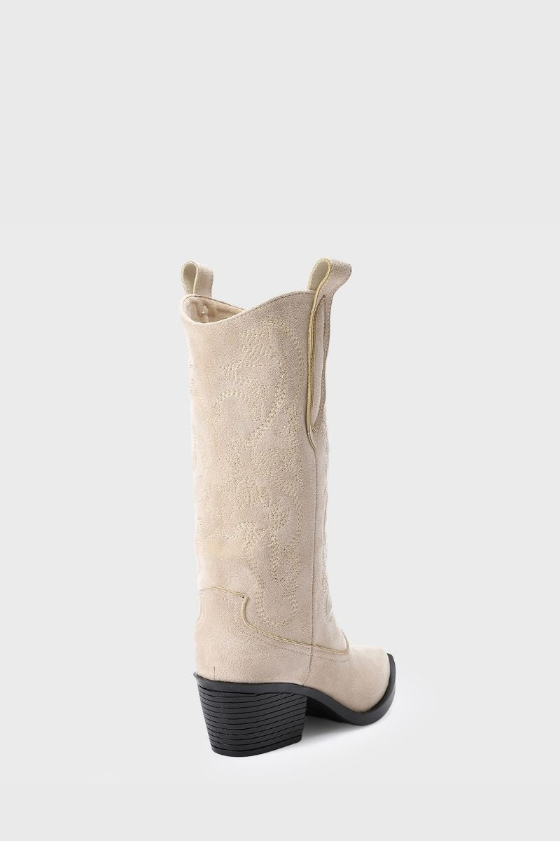 EMBROIDERED BEIGE COWBOY BOOTS