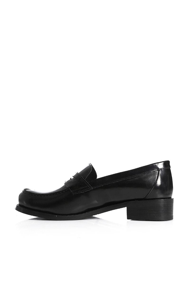 BLACK VERNE LEATHER PENNY LOAFERS