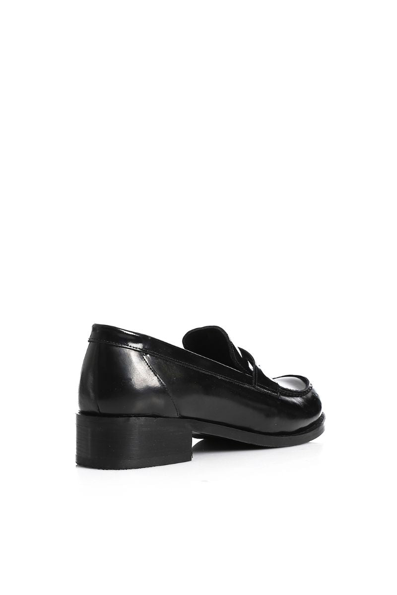 BLACK VERNE LEATHER PENNY LOAFERS
