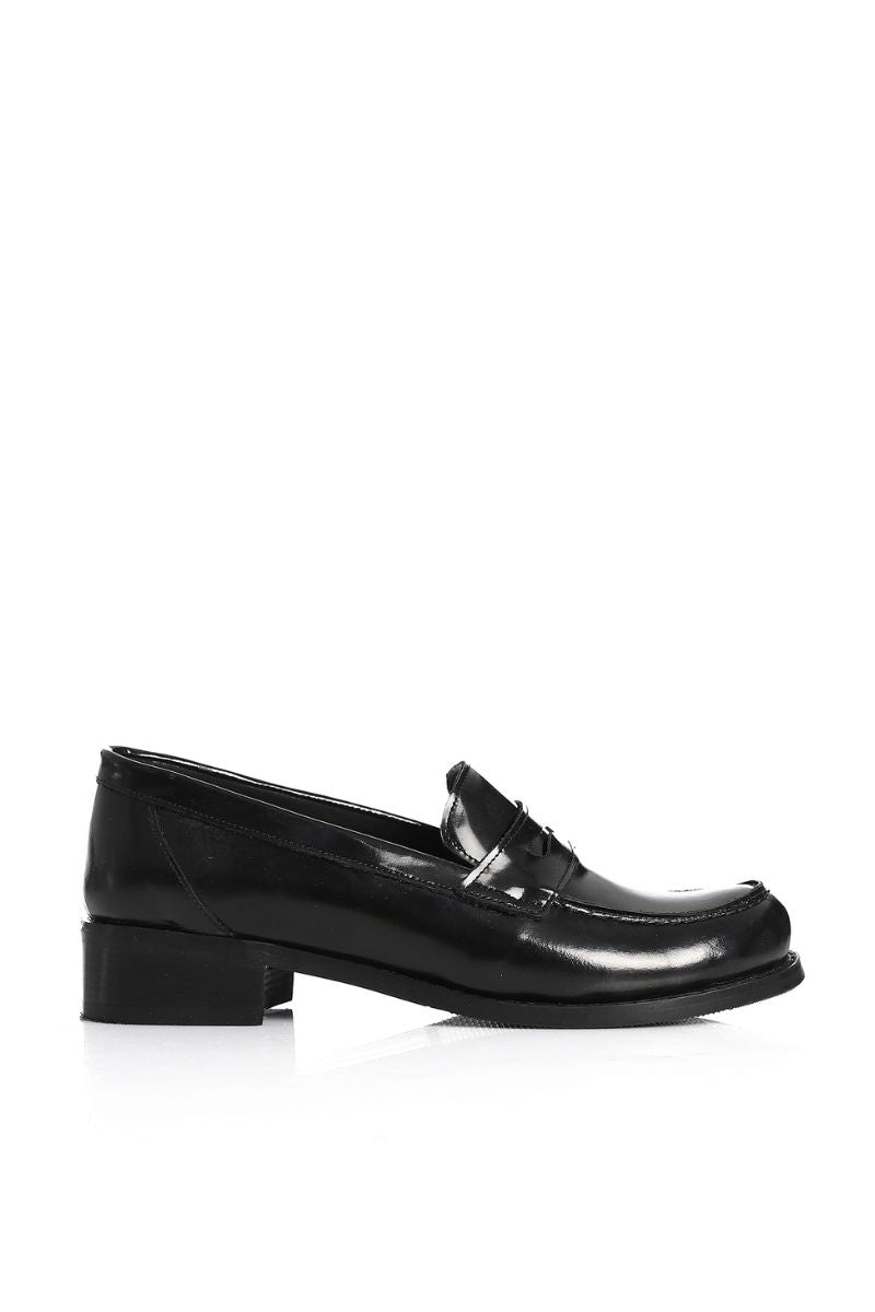 BLACK VERNE LEATHER PENNY LOAFERS