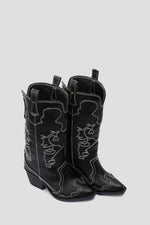 EMBROIDERED BLACK X WHITE COWBOY BOOTS