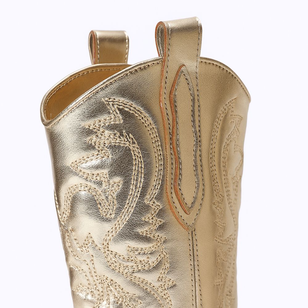 Embroidered Metallic Gold Cowboy Boots