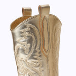 Embroidered Metallic Gold Cowboy Boots