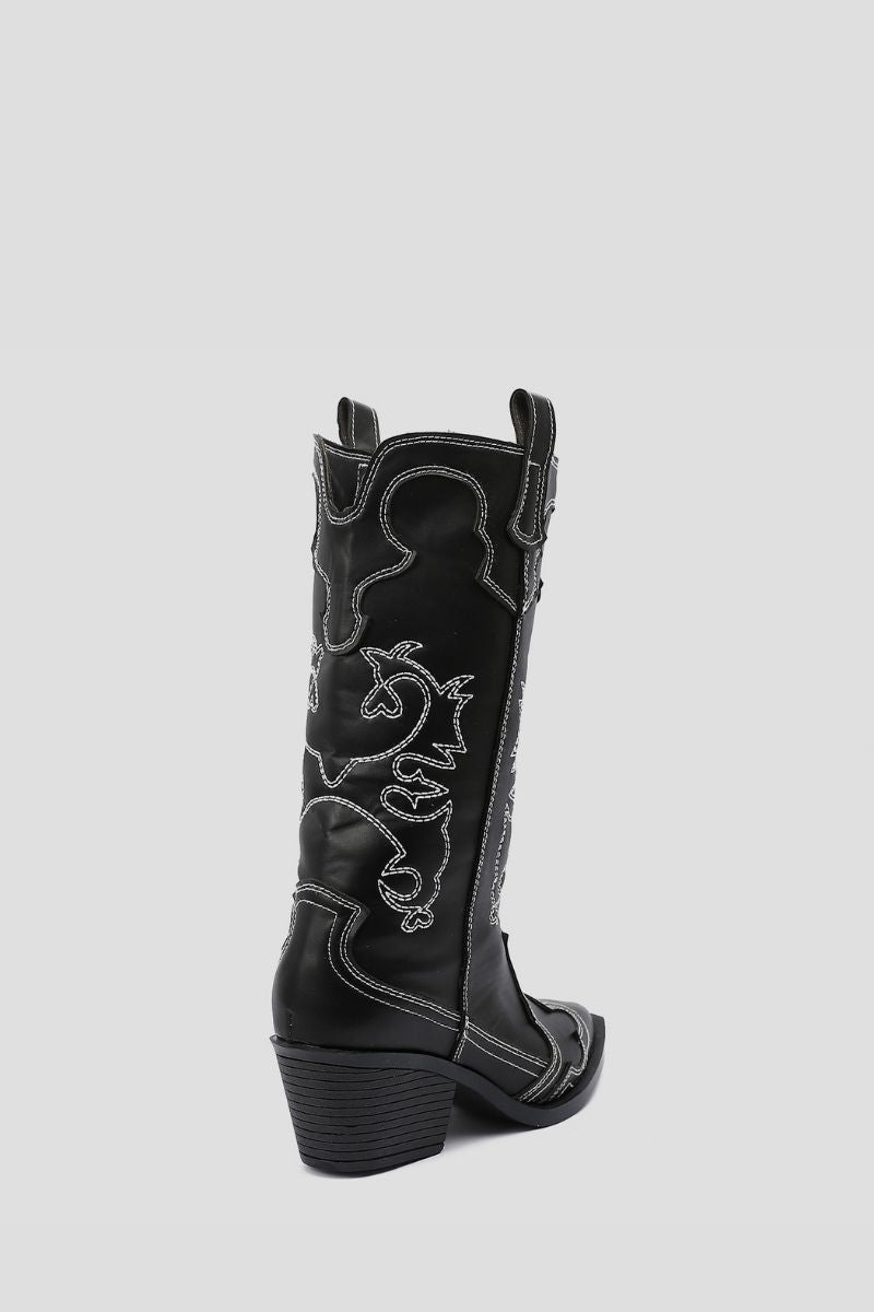 EMBROIDERED BLACK X WHITE COWBOY BOOTS