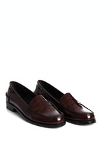 Burgundy Leather Penny Loafers