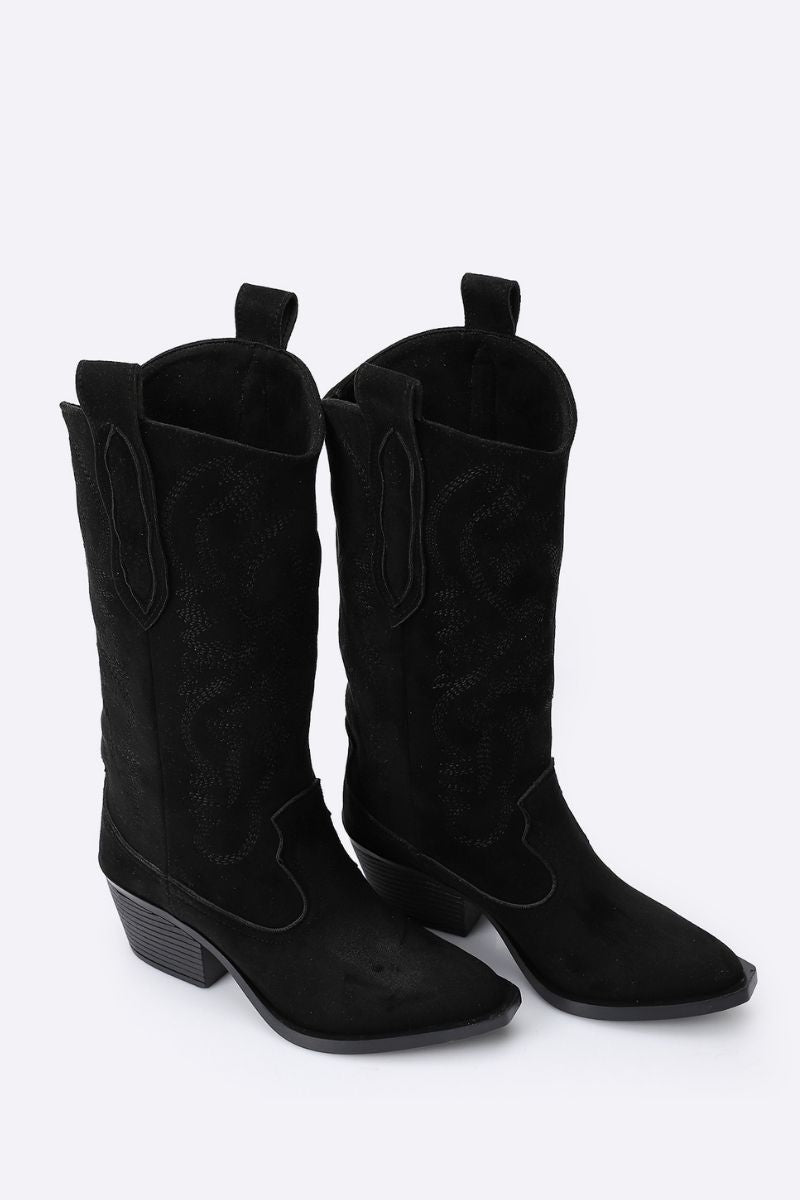 Embroidered Black Cowboy Boots
