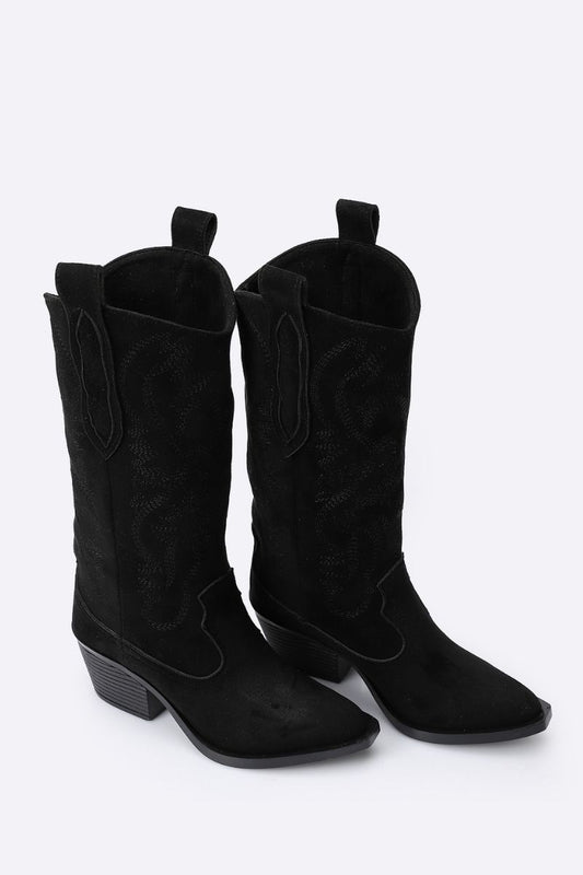 Embroidered Black Cowboy Boots