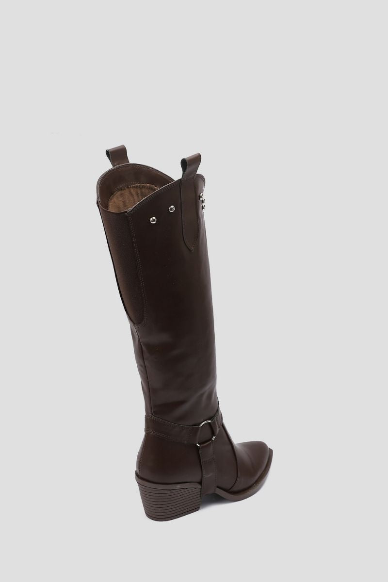 BROWN KNEE-HIGH COWBOY CONVERTIBLE BOOTS