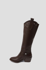 BROWN KNEE-HIGH COWBOY CONVERTIBLE BOOTS