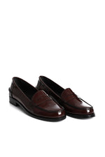 BURGUNDY VERNE LEATHER PENNY LOAFERS