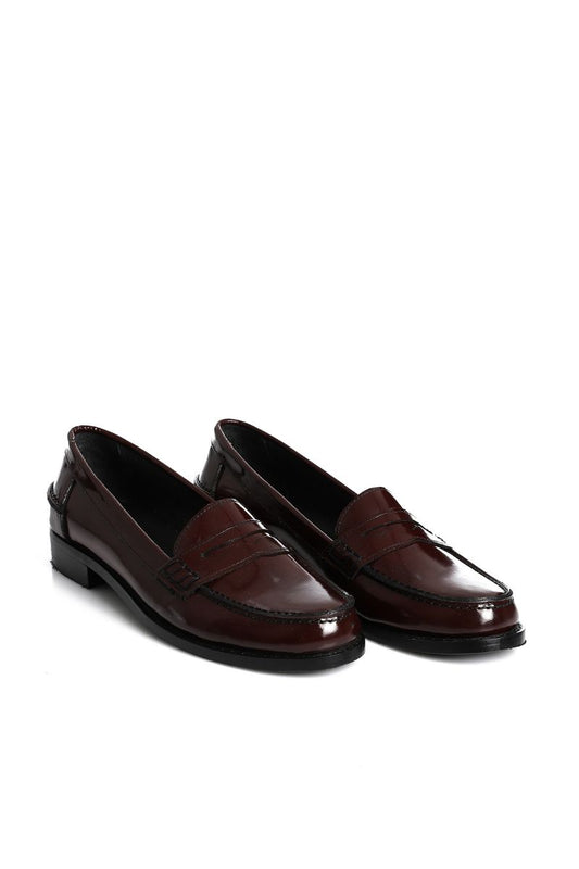 BURGUNDY VERNE LEATHER PENNY LOAFERS