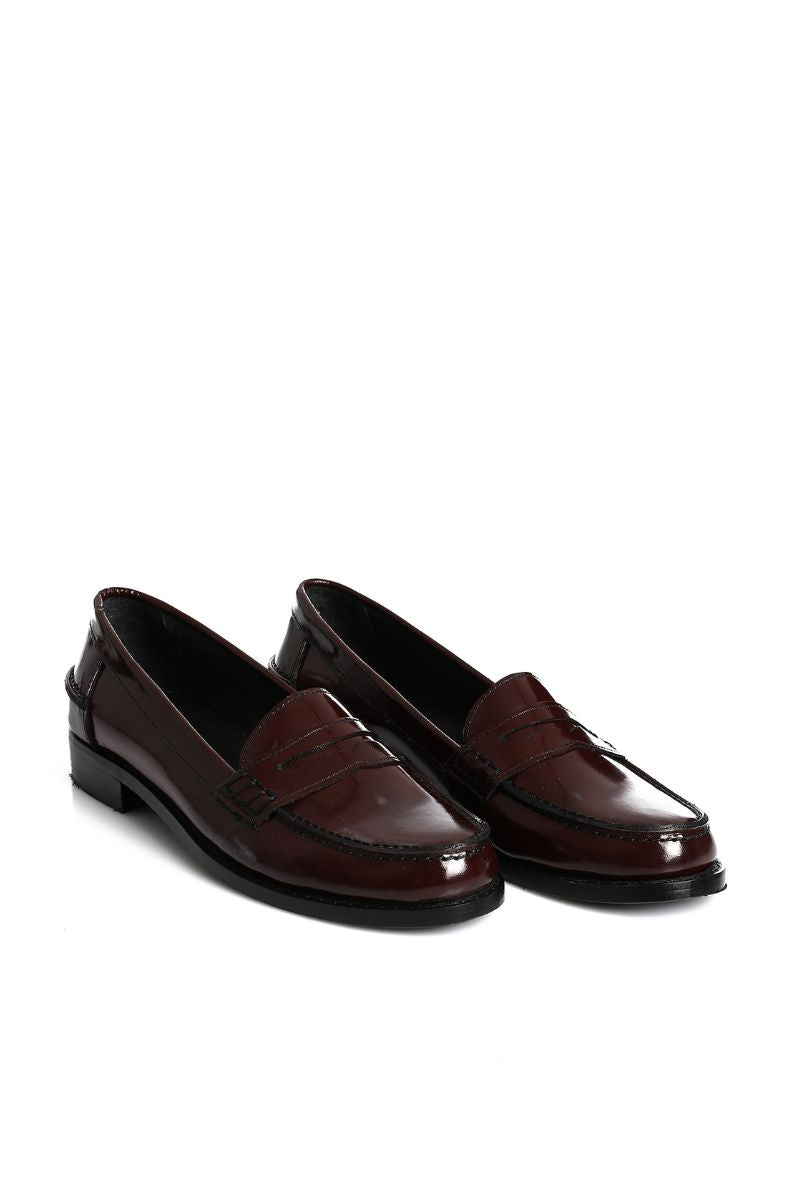 BURGUNDY VERNE LEATHER PENNY LOAFERS