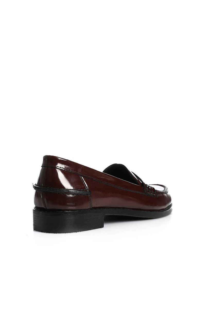 BURGUNDY VERNE LEATHER PENNY LOAFERS