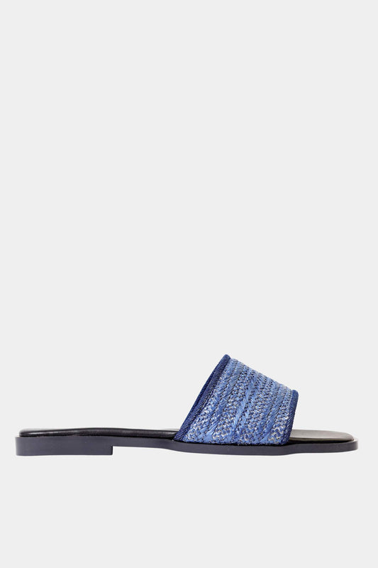 Natural Weave Navy Slide
