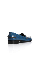 BLUE LEATHER PENNY LOAFERS